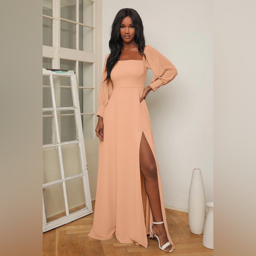*NWT* Lulu's Feel the Romance Peach Off-the-Shoulder Maxi Dress - Bridesmaid